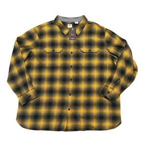 Levi’s Yellow Black Plaid Flannel Shirt Relaxed Fit Button Up Men’s XXL NWT